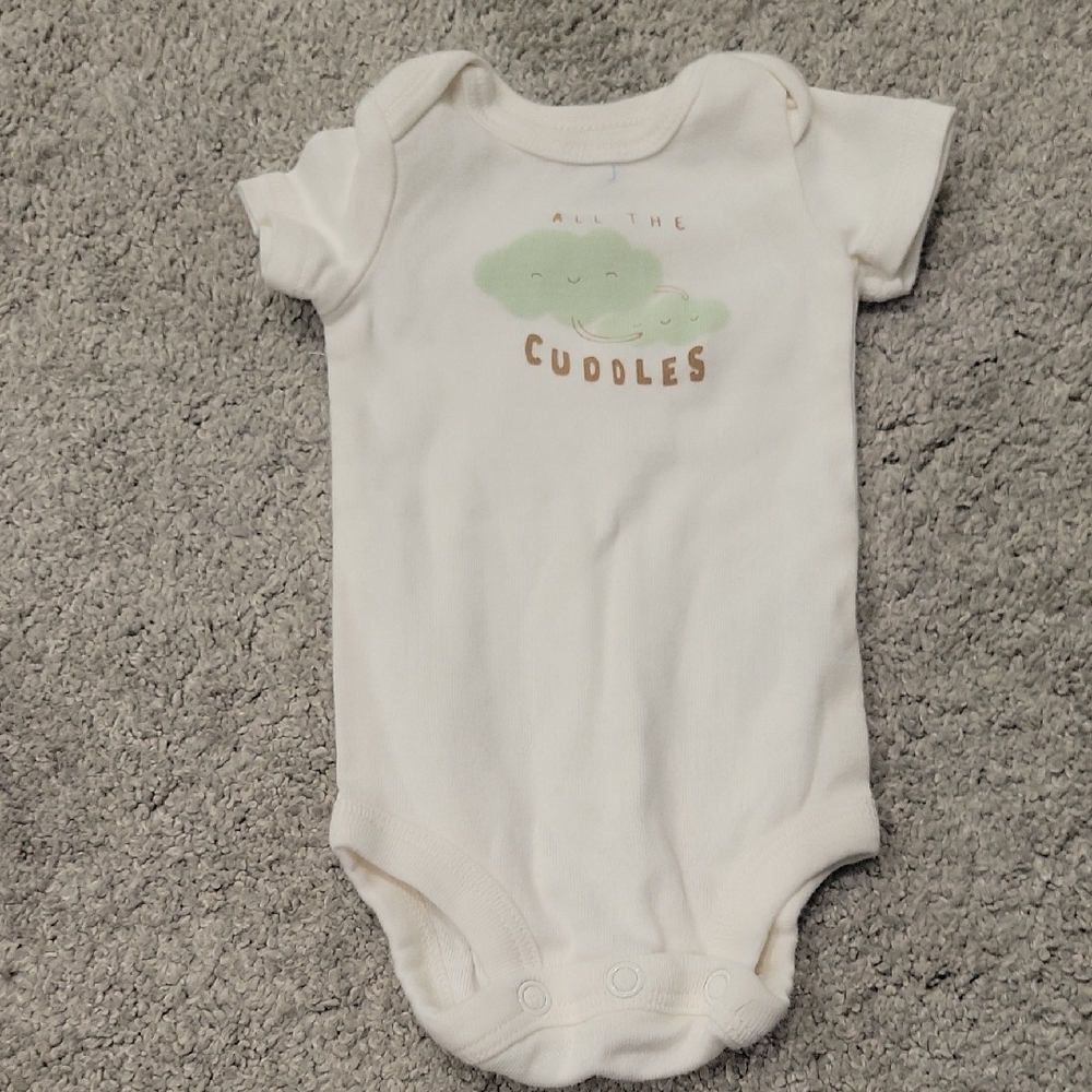 Carter's Cream and Green Bodysuit Soft Cotton Snap Closure